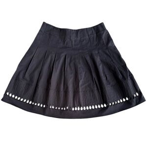 DKNY Black Cotton A Line Cut Out Skirt, Size 8